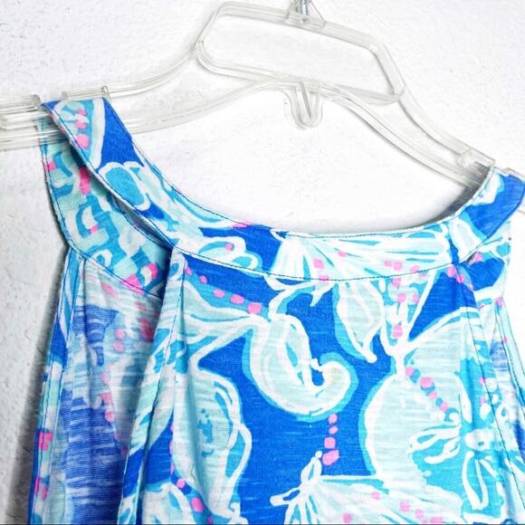 Lilly Pulitzer Into the Deep Arya Tank Top Notch V Neck 100% Slub Cotton XS - Picture 8 of 10